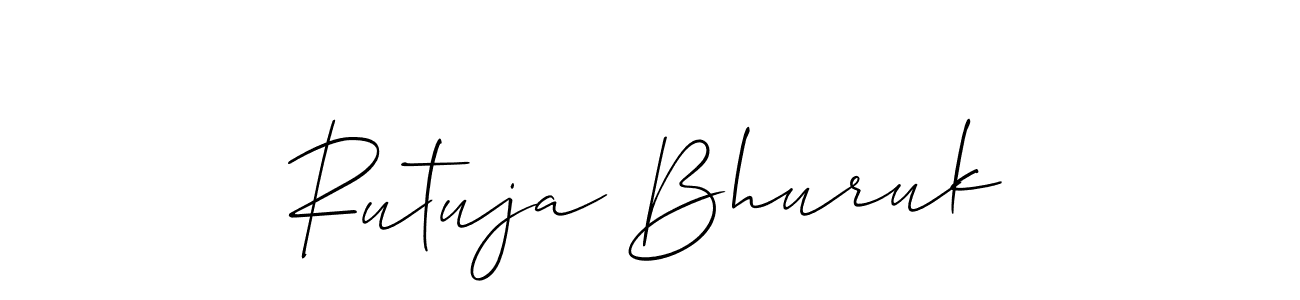 The best way (Allison_Script) to make a short signature is to pick only two or three words in your name. The name Rutuja Bhuruk include a total of six letters. For converting this name. Rutuja Bhuruk signature style 2 images and pictures png