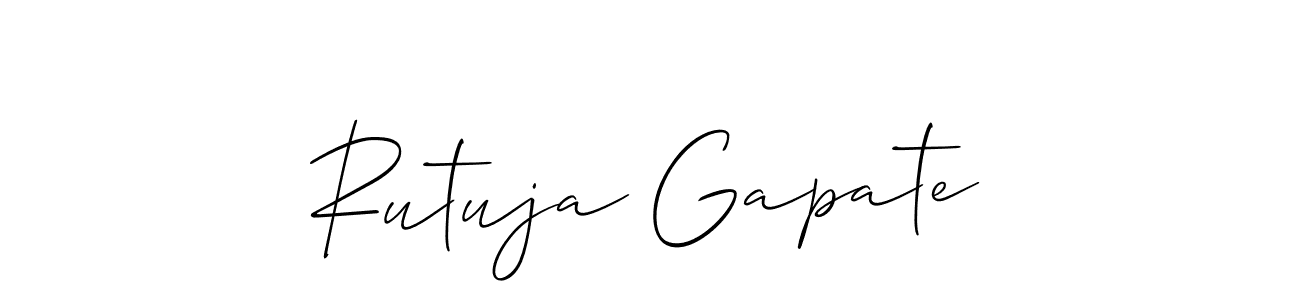 Make a short Rutuja Gapate signature style. Manage your documents anywhere anytime using Allison_Script. Create and add eSignatures, submit forms, share and send files easily. Rutuja Gapate signature style 2 images and pictures png