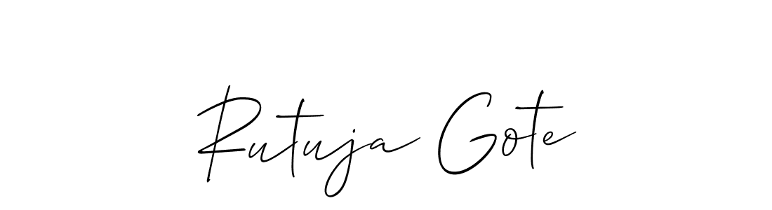 The best way (Allison_Script) to make a short signature is to pick only two or three words in your name. The name Rutuja Gote include a total of six letters. For converting this name. Rutuja Gote signature style 2 images and pictures png
