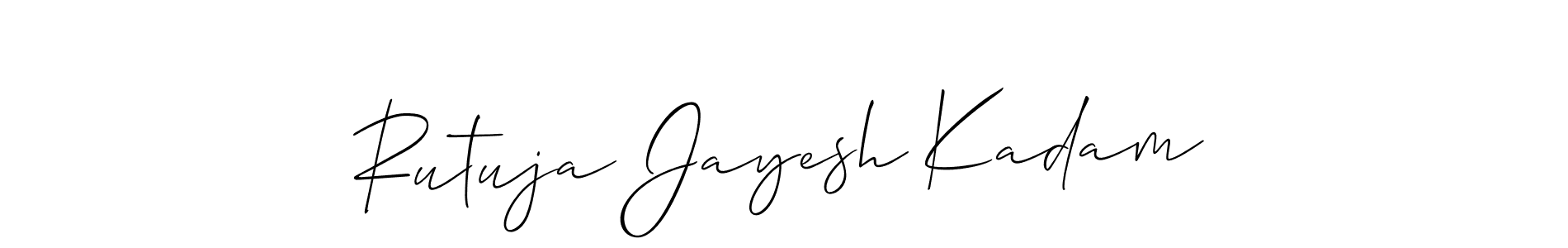 Also You can easily find your signature by using the search form. We will create Rutuja Jayesh Kadam name handwritten signature images for you free of cost using Allison_Script sign style. Rutuja Jayesh Kadam signature style 2 images and pictures png
