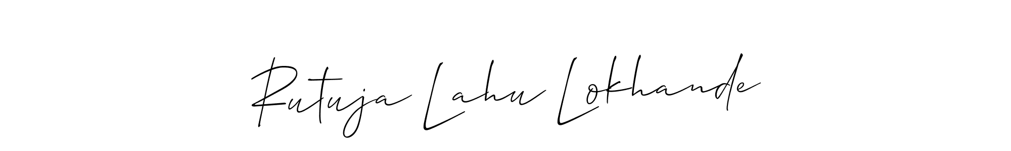 Make a short Rutuja Lahu Lokhande signature style. Manage your documents anywhere anytime using Allison_Script. Create and add eSignatures, submit forms, share and send files easily. Rutuja Lahu Lokhande signature style 2 images and pictures png
