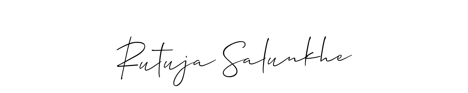 Rutuja Salunkhe stylish signature style. Best Handwritten Sign (Allison_Script) for my name. Handwritten Signature Collection Ideas for my name Rutuja Salunkhe. Rutuja Salunkhe signature style 2 images and pictures png