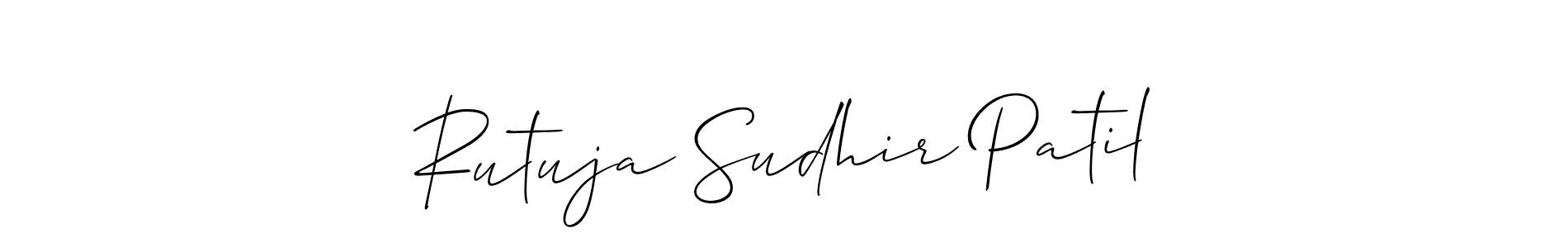 The best way (Allison_Script) to make a short signature is to pick only two or three words in your name. The name Rutuja Sudhir Patil include a total of six letters. For converting this name. Rutuja Sudhir Patil signature style 2 images and pictures png