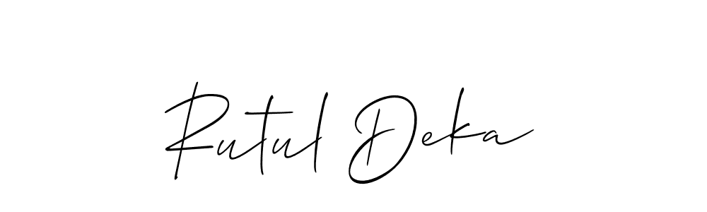 Rutul Deka stylish signature style. Best Handwritten Sign (Allison_Script) for my name. Handwritten Signature Collection Ideas for my name Rutul Deka. Rutul Deka signature style 2 images and pictures png