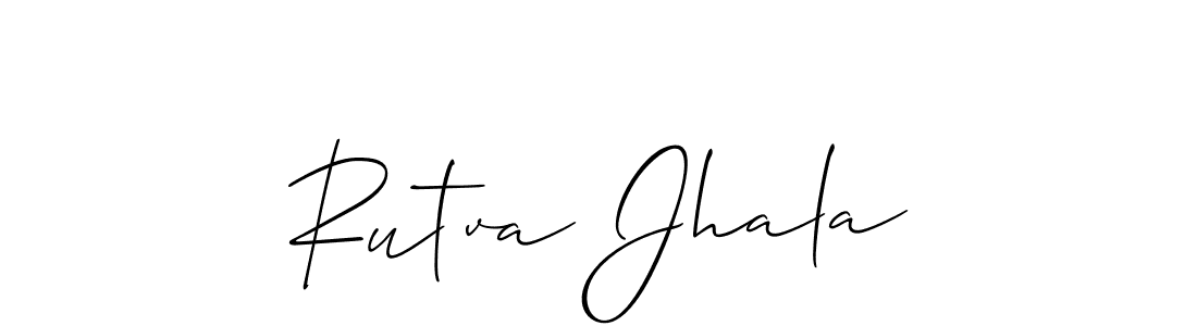 How to make Rutva Jhala name signature. Use Allison_Script style for creating short signs online. This is the latest handwritten sign. Rutva Jhala signature style 2 images and pictures png