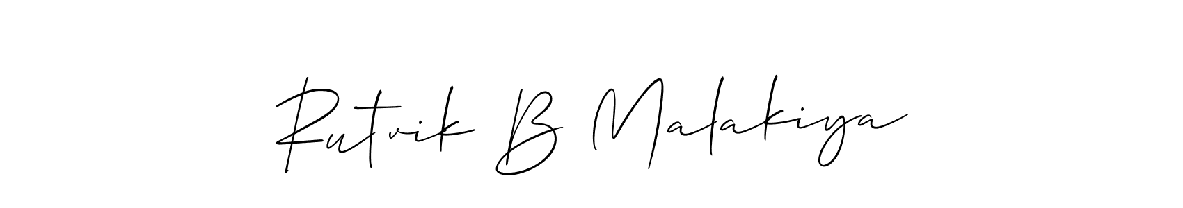 Allison_Script is a professional signature style that is perfect for those who want to add a touch of class to their signature. It is also a great choice for those who want to make their signature more unique. Get Rutvik B Malakiya name to fancy signature for free. Rutvik B Malakiya signature style 2 images and pictures png