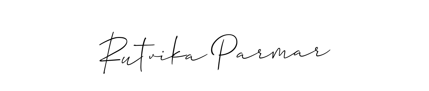 How to make Rutvika Parmar name signature. Use Allison_Script style for creating short signs online. This is the latest handwritten sign. Rutvika Parmar signature style 2 images and pictures png