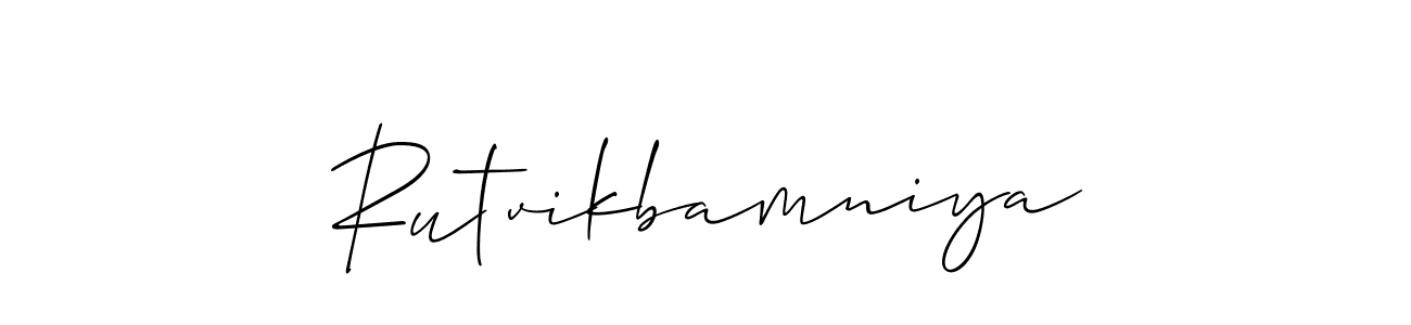 You should practise on your own different ways (Allison_Script) to write your name (Rutvikbamniya) in signature. don't let someone else do it for you. Rutvikbamniya signature style 2 images and pictures png