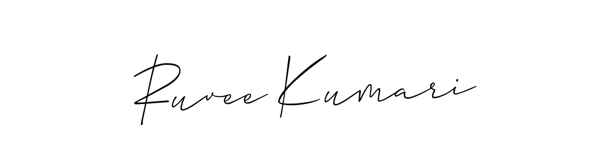 Allison_Script is a professional signature style that is perfect for those who want to add a touch of class to their signature. It is also a great choice for those who want to make their signature more unique. Get Ruvee Kumari name to fancy signature for free. Ruvee Kumari signature style 2 images and pictures png