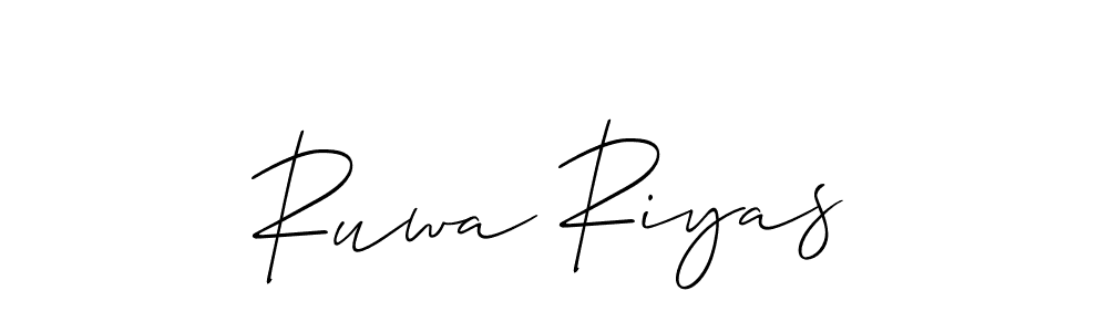 You should practise on your own different ways (Allison_Script) to write your name (Ruwa Riyas) in signature. don't let someone else do it for you. Ruwa Riyas signature style 2 images and pictures png