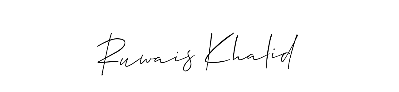 The best way (Allison_Script) to make a short signature is to pick only two or three words in your name. The name Ruwais Khalid include a total of six letters. For converting this name. Ruwais Khalid signature style 2 images and pictures png
