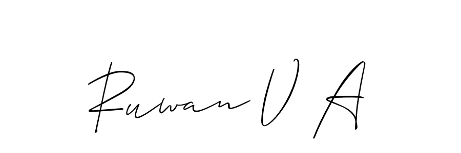 How to make Ruwan V A signature? Allison_Script is a professional autograph style. Create handwritten signature for Ruwan V A name. Ruwan V A signature style 2 images and pictures png