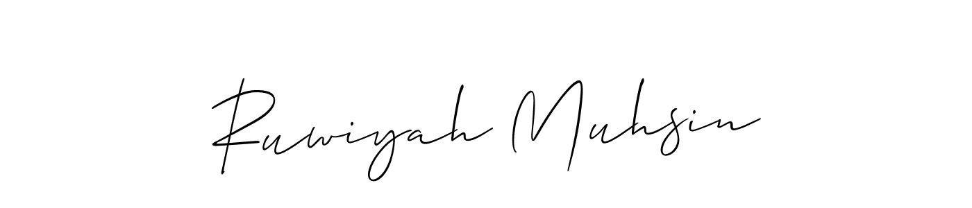 Use a signature maker to create a handwritten signature online. With this signature software, you can design (Allison_Script) your own signature for name Ruwiyah Muhsin. Ruwiyah Muhsin signature style 2 images and pictures png