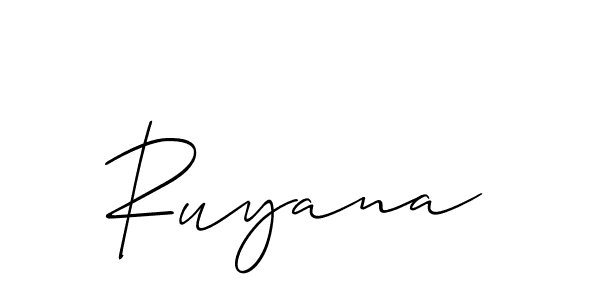 Use a signature maker to create a handwritten signature online. With this signature software, you can design (Allison_Script) your own signature for name Ruyana. Ruyana signature style 2 images and pictures png