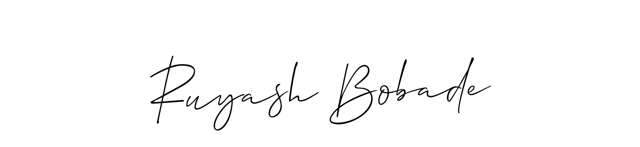 How to Draw Ruyash Bobade signature style? Allison_Script is a latest design signature styles for name Ruyash Bobade. Ruyash Bobade signature style 2 images and pictures png