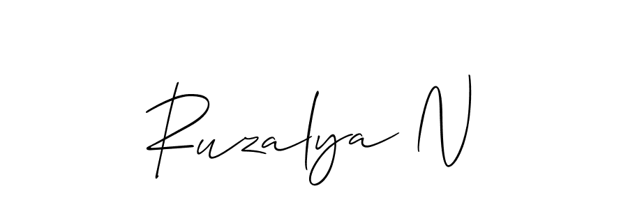 Use a signature maker to create a handwritten signature online. With this signature software, you can design (Allison_Script) your own signature for name Ruzalya N. Ruzalya N signature style 2 images and pictures png