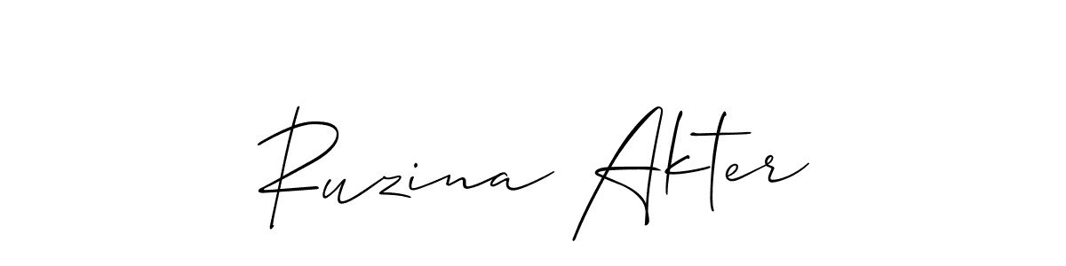 The best way (Allison_Script) to make a short signature is to pick only two or three words in your name. The name Ruzina Akter include a total of six letters. For converting this name. Ruzina Akter signature style 2 images and pictures png