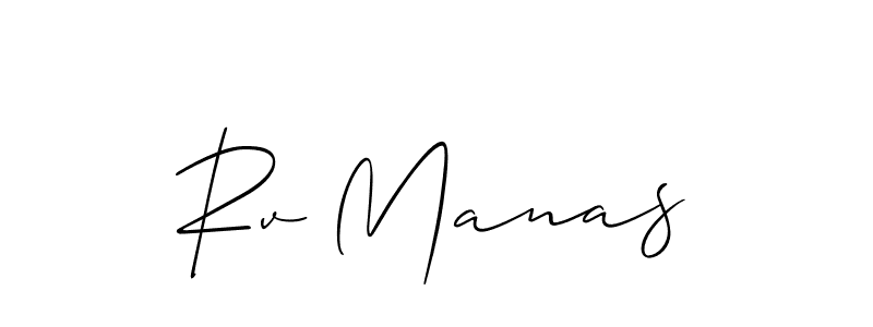 if you are searching for the best signature style for your name Rv Manas. so please give up your signature search. here we have designed multiple signature styles  using Allison_Script. Rv Manas signature style 2 images and pictures png