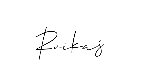 Design your own signature with our free online signature maker. With this signature software, you can create a handwritten (Allison_Script) signature for name Rvikas. Rvikas signature style 2 images and pictures png