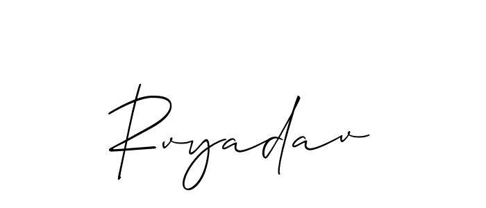 The best way (Allison_Script) to make a short signature is to pick only two or three words in your name. The name Rvyadav include a total of six letters. For converting this name. Rvyadav signature style 2 images and pictures png