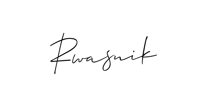 Use a signature maker to create a handwritten signature online. With this signature software, you can design (Allison_Script) your own signature for name Rwasnik. Rwasnik signature style 2 images and pictures png