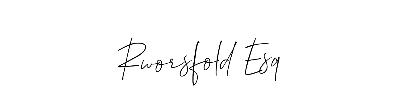 Similarly Allison_Script is the best handwritten signature design. Signature creator online .You can use it as an online autograph creator for name Rworsfold Esq. Rworsfold Esq signature style 2 images and pictures png