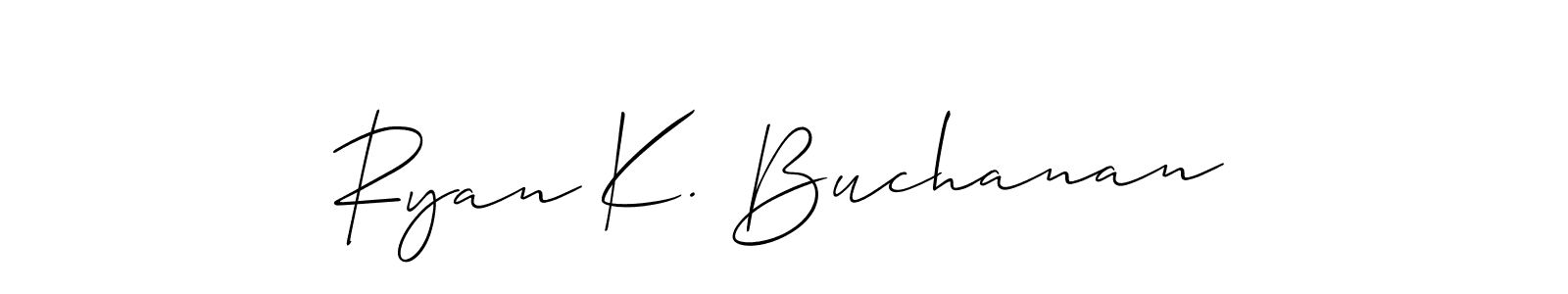 The best way (Allison_Script) to make a short signature is to pick only two or three words in your name. The name Ryan K. Buchanan include a total of six letters. For converting this name. Ryan K. Buchanan signature style 2 images and pictures png