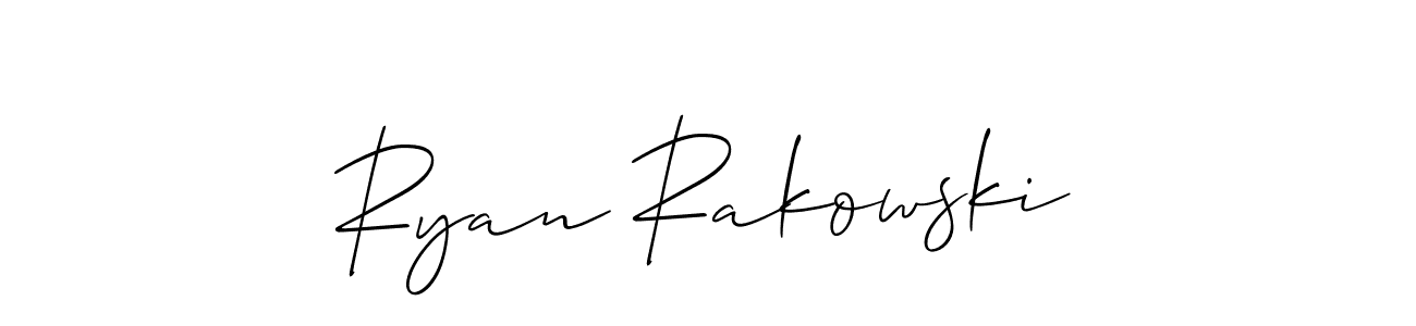 How to make Ryan Rakowski name signature. Use Allison_Script style for creating short signs online. This is the latest handwritten sign. Ryan Rakowski signature style 2 images and pictures png