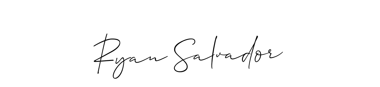 It looks lik you need a new signature style for name Ryan Salvador. Design unique handwritten (Allison_Script) signature with our free signature maker in just a few clicks. Ryan Salvador signature style 2 images and pictures png
