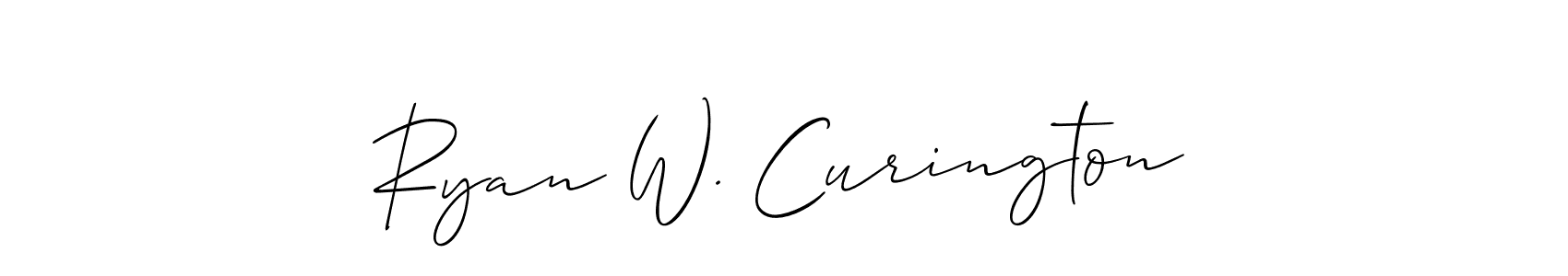 Make a short Ryan W. Curington signature style. Manage your documents anywhere anytime using Allison_Script. Create and add eSignatures, submit forms, share and send files easily. Ryan W. Curington signature style 2 images and pictures png