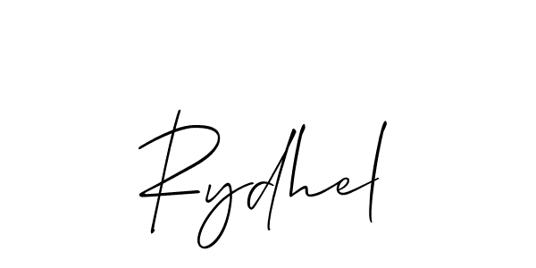 The best way (Allison_Script) to make a short signature is to pick only two or three words in your name. The name Rydhel include a total of six letters. For converting this name. Rydhel signature style 2 images and pictures png