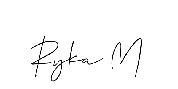 You should practise on your own different ways (Allison_Script) to write your name (Ryka M) in signature. don't let someone else do it for you. Ryka M signature style 2 images and pictures png