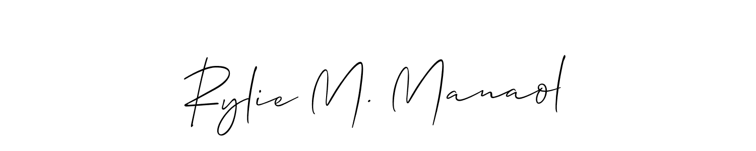 Make a short Rylie M. Manaol signature style. Manage your documents anywhere anytime using Allison_Script. Create and add eSignatures, submit forms, share and send files easily. Rylie M. Manaol signature style 2 images and pictures png