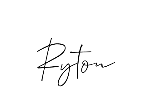 Use a signature maker to create a handwritten signature online. With this signature software, you can design (Allison_Script) your own signature for name Ryton. Ryton signature style 2 images and pictures png