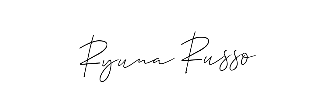 Similarly Allison_Script is the best handwritten signature design. Signature creator online .You can use it as an online autograph creator for name Ryuna Russo. Ryuna Russo signature style 2 images and pictures png