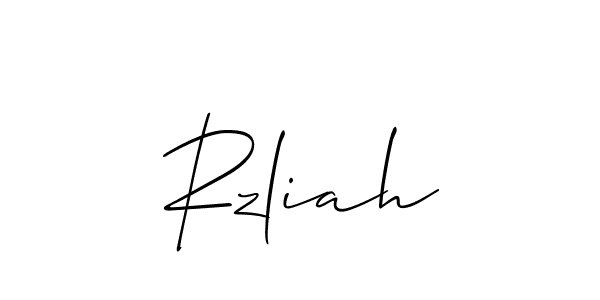 The best way (Allison_Script) to make a short signature is to pick only two or three words in your name. The name Rzliah include a total of six letters. For converting this name. Rzliah signature style 2 images and pictures png