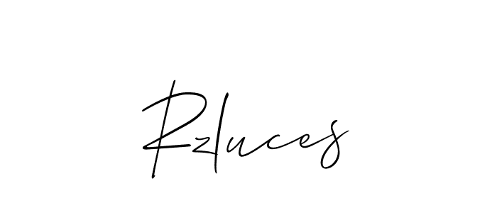 The best way (Allison_Script) to make a short signature is to pick only two or three words in your name. The name Rzluces include a total of six letters. For converting this name. Rzluces signature style 2 images and pictures png