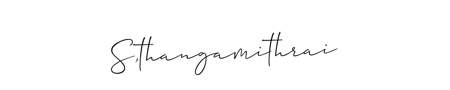 You should practise on your own different ways (Allison_Script) to write your name (S,thangamithrai) in signature. don't let someone else do it for you. S,thangamithrai signature style 2 images and pictures png