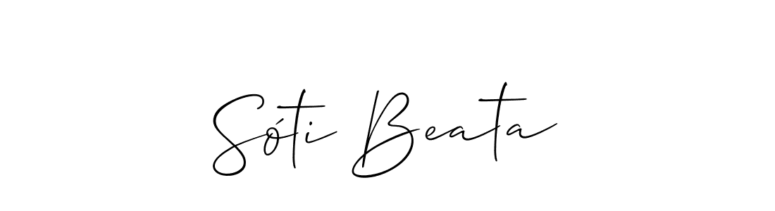 Allison_Script is a professional signature style that is perfect for those who want to add a touch of class to their signature. It is also a great choice for those who want to make their signature more unique. Get Sóti Beata name to fancy signature for free. Sóti Beata signature style 2 images and pictures png