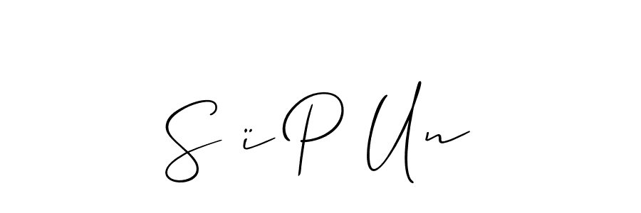 The best way (Allison_Script) to make a short signature is to pick only two or three words in your name. The name S ï P Un include a total of six letters. For converting this name. S ï P Un signature style 2 images and pictures png