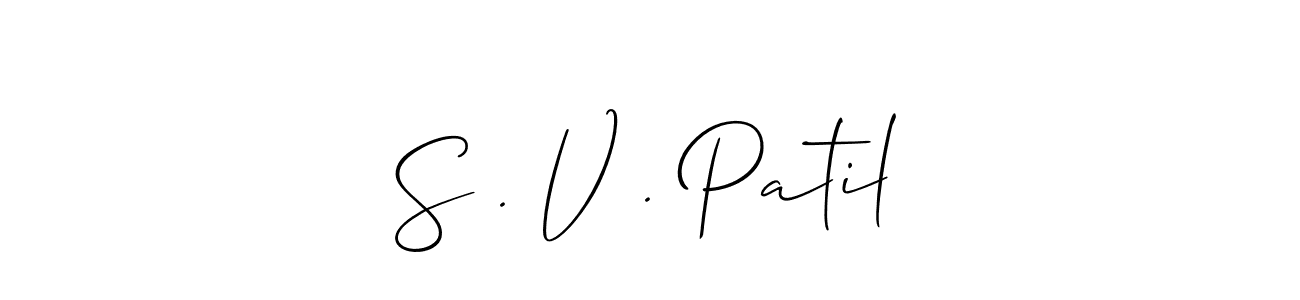 Also You can easily find your signature by using the search form. We will create S . V . Patil name handwritten signature images for you free of cost using Allison_Script sign style. S . V . Patil signature style 2 images and pictures png