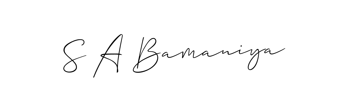 Use a signature maker to create a handwritten signature online. With this signature software, you can design (Allison_Script) your own signature for name S A Bamaniya. S A Bamaniya signature style 2 images and pictures png