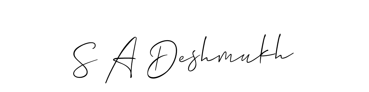 Design your own signature with our free online signature maker. With this signature software, you can create a handwritten (Allison_Script) signature for name S A Deshmukh. S A Deshmukh signature style 2 images and pictures png