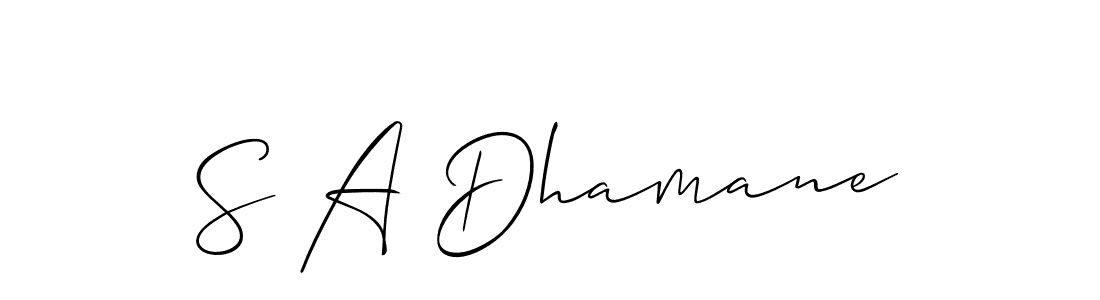 How to make S A Dhamane name signature. Use Allison_Script style for creating short signs online. This is the latest handwritten sign. S A Dhamane signature style 2 images and pictures png