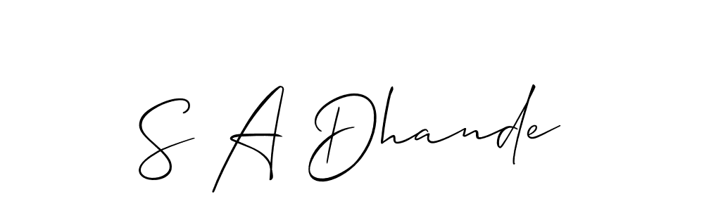 How to Draw S A Dhande signature style? Allison_Script is a latest design signature styles for name S A Dhande. S A Dhande signature style 2 images and pictures png