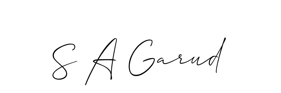 Similarly Allison_Script is the best handwritten signature design. Signature creator online .You can use it as an online autograph creator for name S A Garud. S A Garud signature style 2 images and pictures png