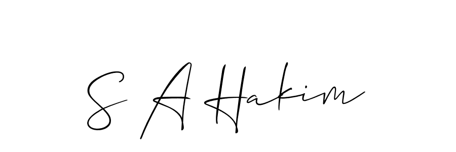 Also we have S A Hakim name is the best signature style. Create professional handwritten signature collection using Allison_Script autograph style. S A Hakim signature style 2 images and pictures png