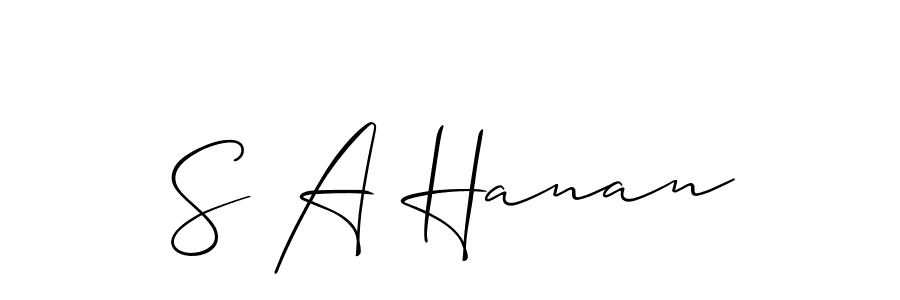 It looks lik you need a new signature style for name S A Hanan. Design unique handwritten (Allison_Script) signature with our free signature maker in just a few clicks. S A Hanan signature style 2 images and pictures png