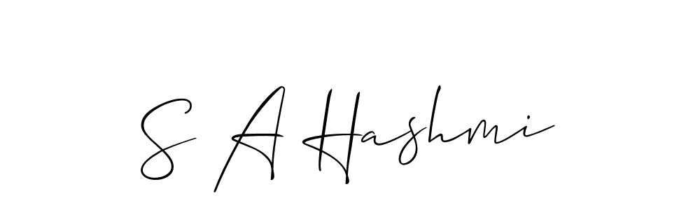 Also You can easily find your signature by using the search form. We will create S A Hashmi name handwritten signature images for you free of cost using Allison_Script sign style. S A Hashmi signature style 2 images and pictures png
