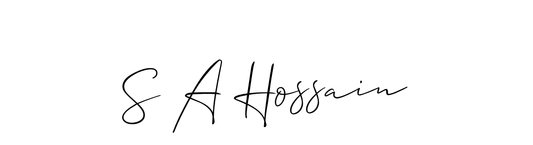Make a short S A Hossain signature style. Manage your documents anywhere anytime using Allison_Script. Create and add eSignatures, submit forms, share and send files easily. S A Hossain signature style 2 images and pictures png